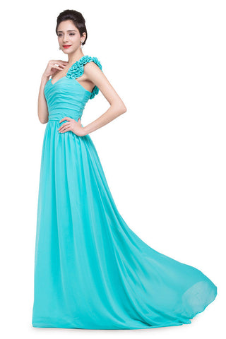 One-shoulder Strapless A-Line Sweep-length Chiffon Bridesmaid Dresses