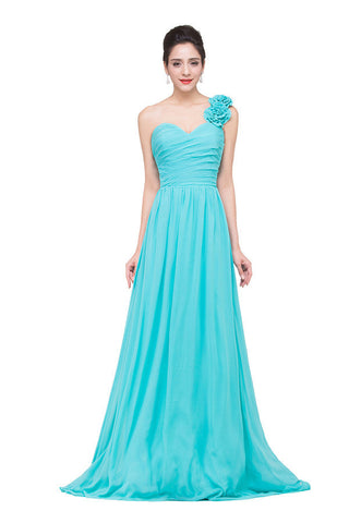 One-shoulder Strapless A-Line Sweep-length Chiffon Bridesmaid Dresses