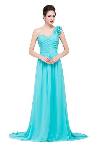 One-shoulder Strapless A-Line Sweep-length Chiffon Bridesmaid Dresses