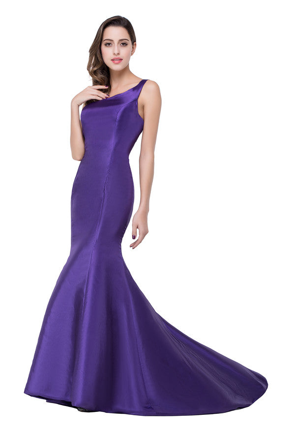 Vestidos de dama de honor de satén estilo sirena con un solo hombro y largo hasta el suelo