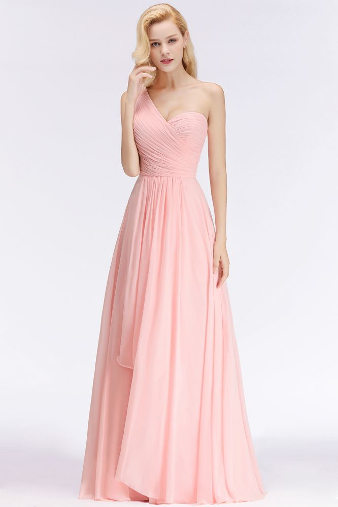 Robe de demoiselle d'honneur asymétrique en mousseline à volants et décolleté en cœur