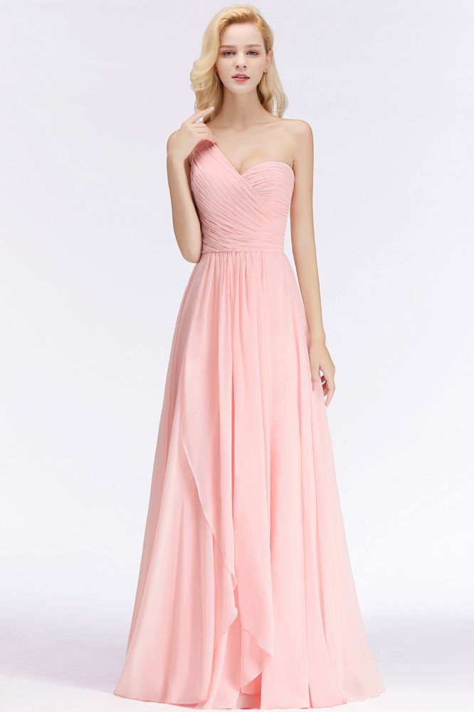 Robe de demoiselle d'honneur asymétrique en mousseline à volants et décolleté en cœur