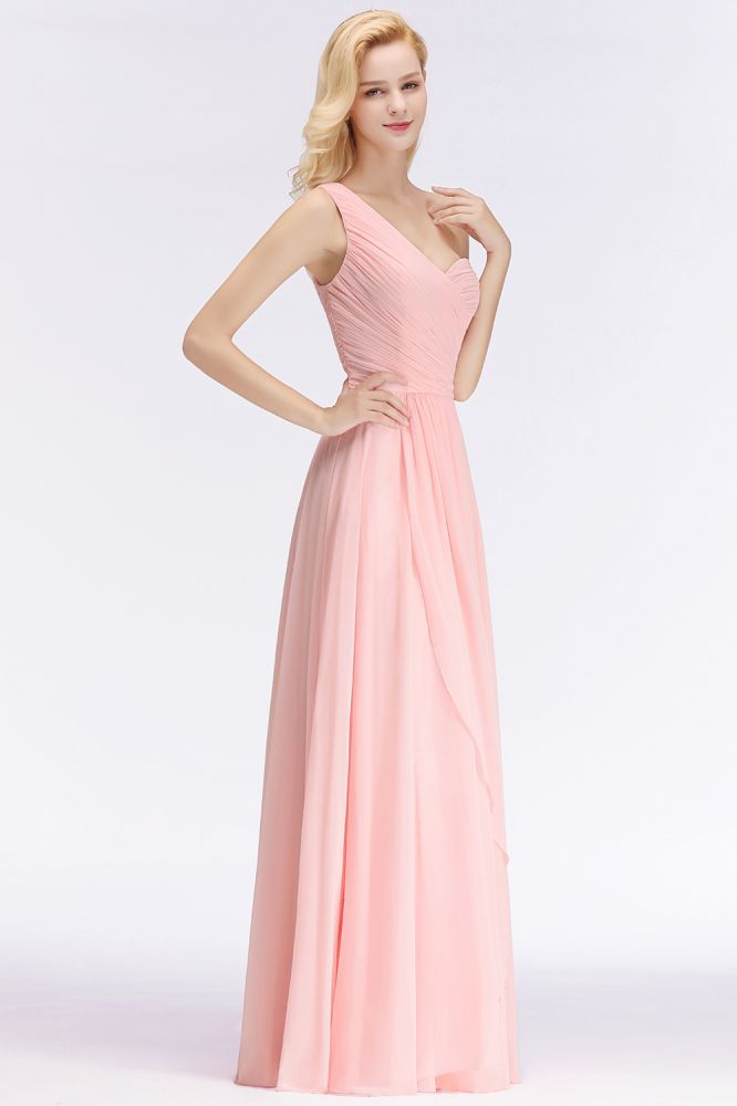 Vestido de dama de honor de gasa con escote corazón y volantes de un solo hombro