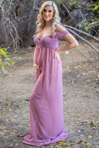Vestidos de maternidad con hombros descubiertos para baby shower 