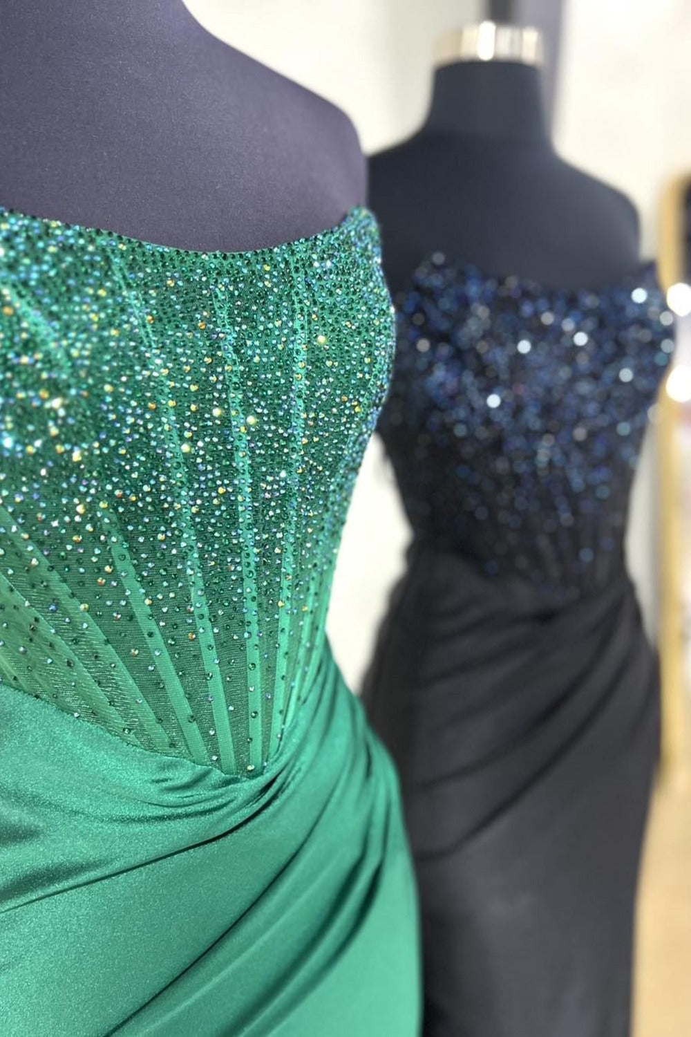 Opheliate | Robe de bal longue sirène bustier à perles avec fente