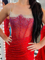 Oriole | Spaghetti Straps Beaded Mermaid Prom Dress with Slit
