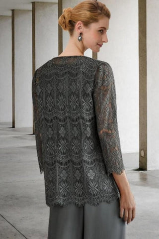 Pantsuit 3 Piece Suit Mother of the Bride Dress Plus Size With Lace