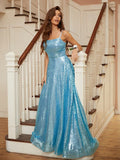 Vestido de fiesta largo con lentejuelas y brillos SYP27