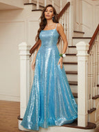 Vestido de fiesta largo con lentejuelas y brillos SYP27