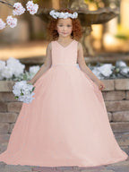 Elegante vestido de princesa de satén y tul para niña de las flores 