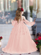 Vestidos de princesa con flores en 3D para niña 