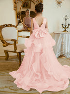 Vestido de princesa/vestido de princesa de satén y tul para niña de las flores 