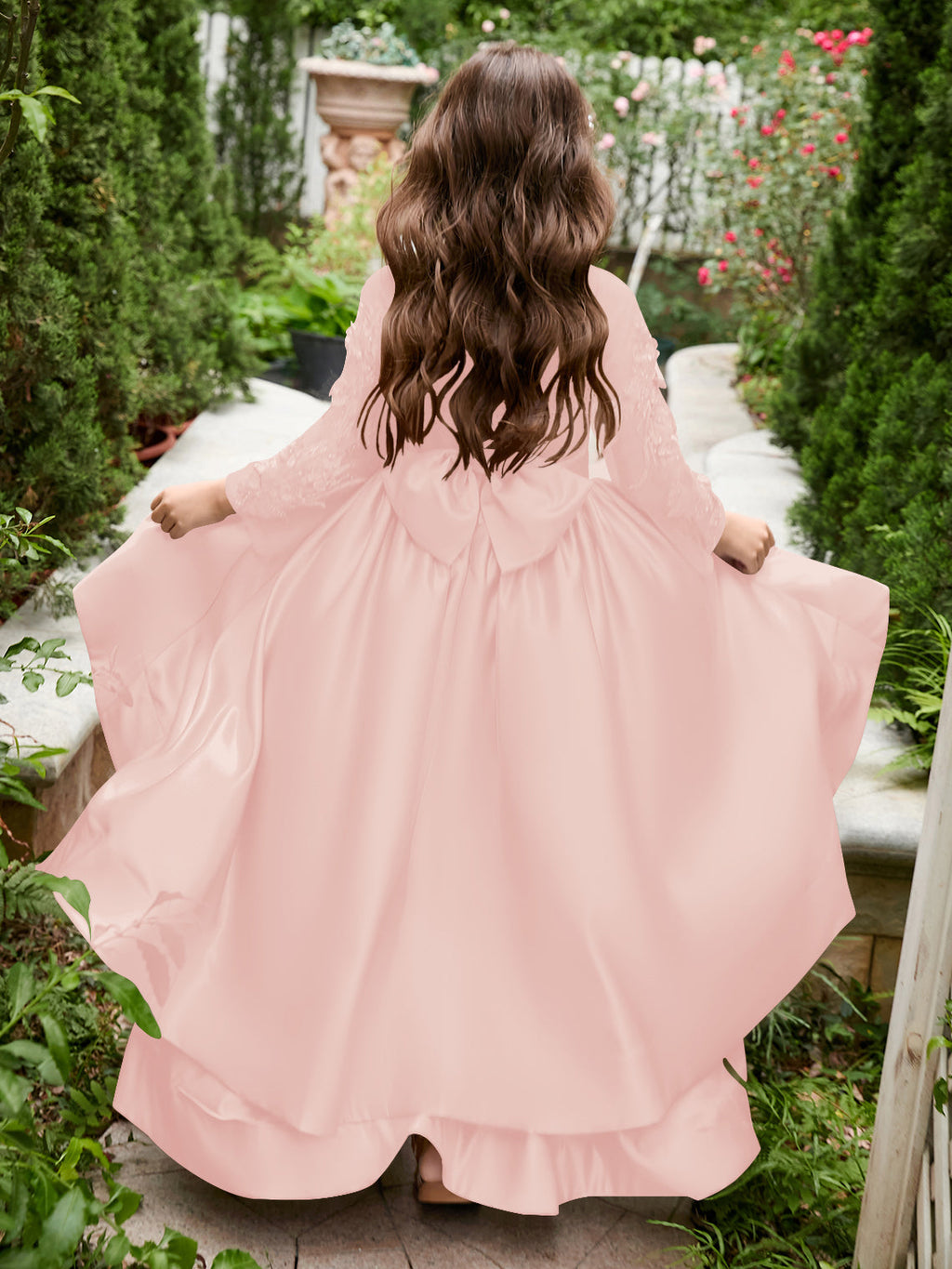 Vestido asimétrico de satén de corte A para niña de las flores