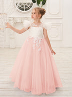 Robe de demoiselle d'honneur à traîne en tulle et dentelle amovible 