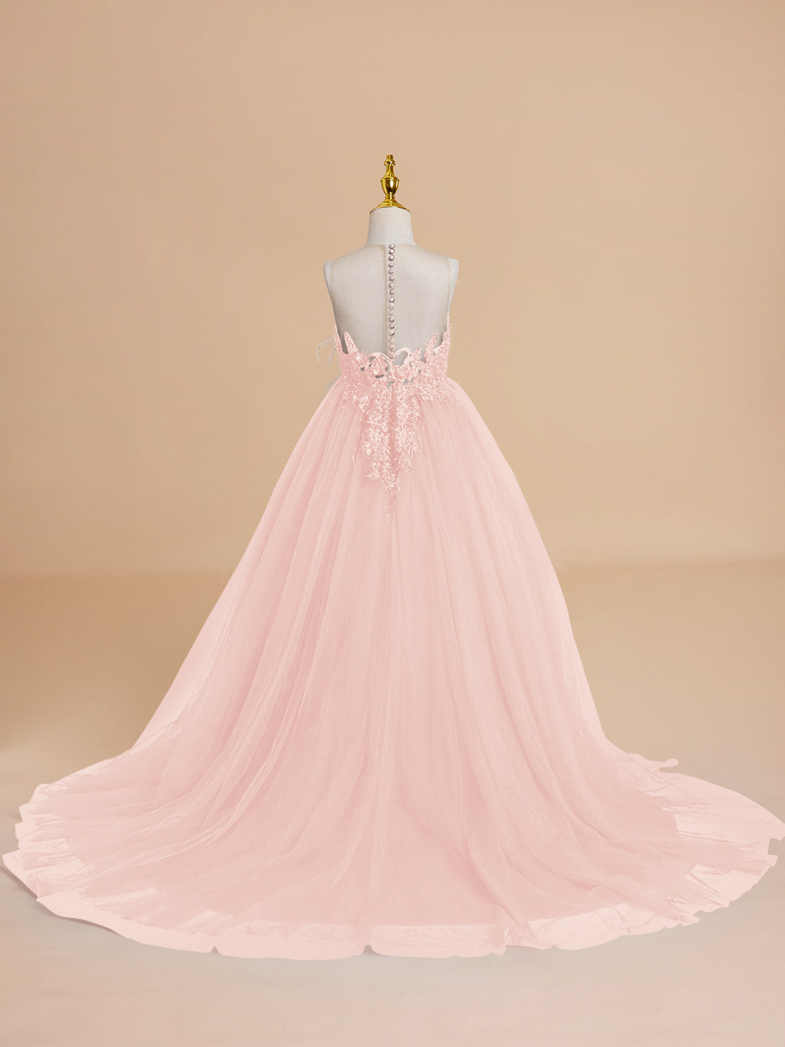 Vestido de princesa/vestido de princesa con cola de tul para niña de las flores 