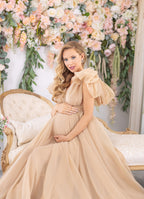 Vestidos de maternidad con mangas abullonadas para baby shower Vestido de maternidad de gasa