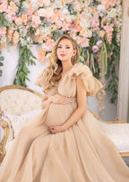 Vestidos de maternidad con mangas abullonadas para baby shower Vestido de maternidad de gasa