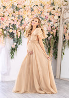 Vestidos de maternidad con mangas abullonadas para baby shower Vestido de maternidad de gasa