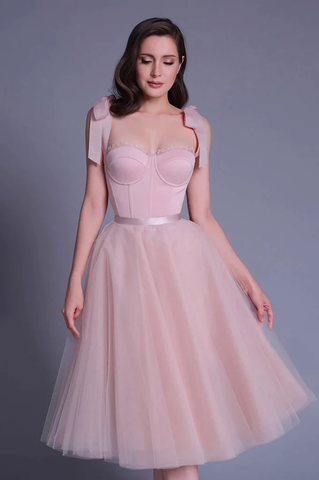 Robe de bal courte rose ravissante à décolleté cœur, robe d'invitée de mariage 