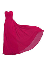 Vestido de dama de honor largo rosa sin tirantes, de gasa, para boda o baile de graduación BD009
