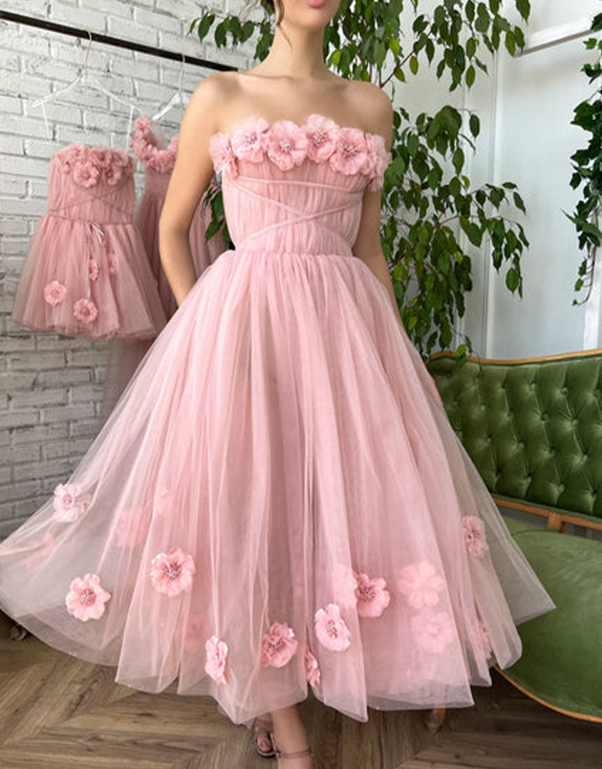 Pandora | Robe de bal bustier rose clair princesse à fleurs