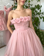 Pandora | Robe de bal bustier rose clair princesse à fleurs