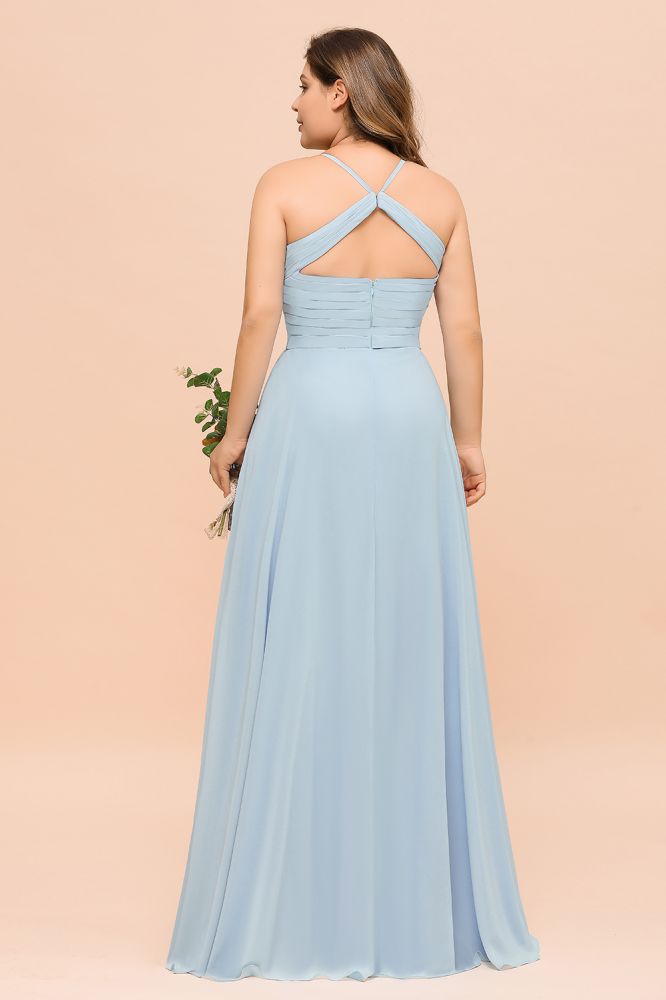 Vestido de dama de honor de talla grande, escote corazón, largo hasta el suelo, corte en A.