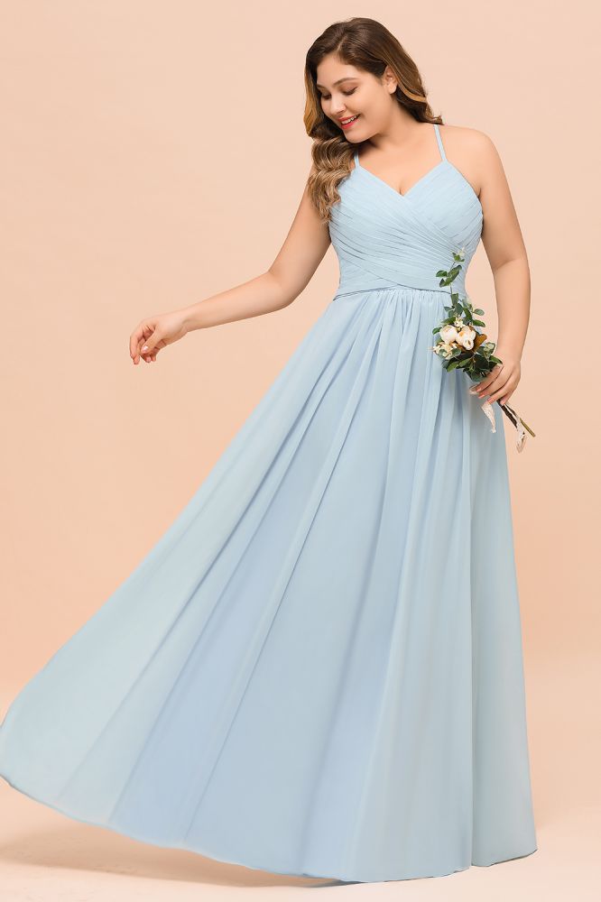 Vestido de dama de honor de talla grande, escote corazón, largo hasta el suelo, corte en A.