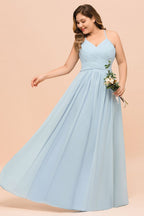 Vestido de dama de honor de talla grande, escote corazón, largo hasta el suelo, corte en A.