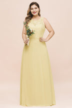 Vestido de dama de honor floral de talla grande, corte en A, sin mangas, estilo maxi, para niñas y mujeres