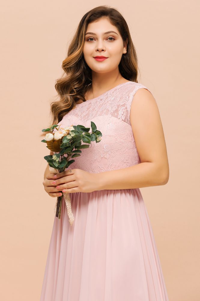 Vestido de dama de honor de talla grande, sin mangas, corte A, con abertura lateral larga, ideal para bodas y fiestas.