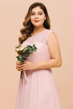 Vestido de dama de honor de talla grande, sin mangas, corte A, con abertura lateral larga, ideal para bodas y fiestas.