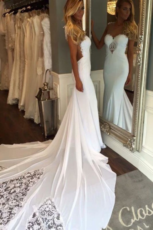 Robe de plage longue fourreau sans manches ornée de dentelle, élégante robe de mariée