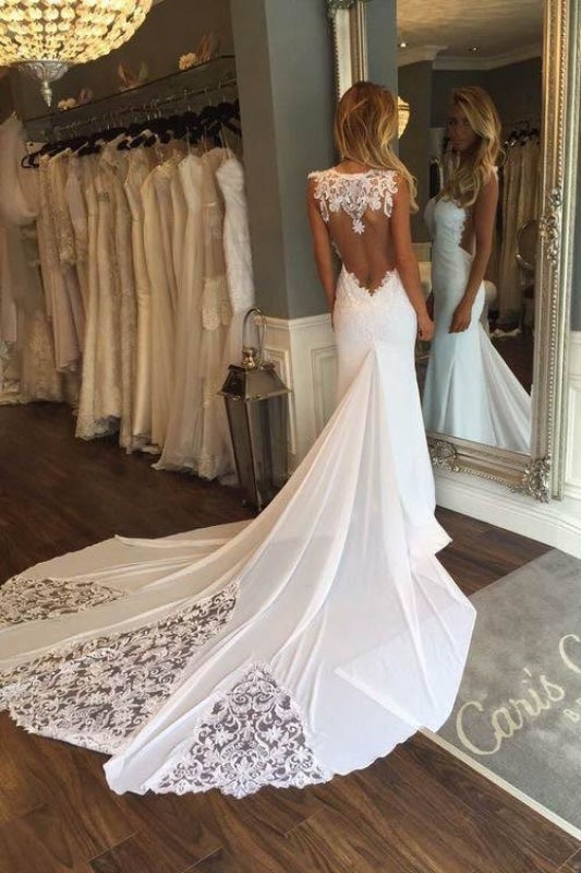 Robe de plage longue fourreau sans manches ornée de dentelle, élégante robe de mariée