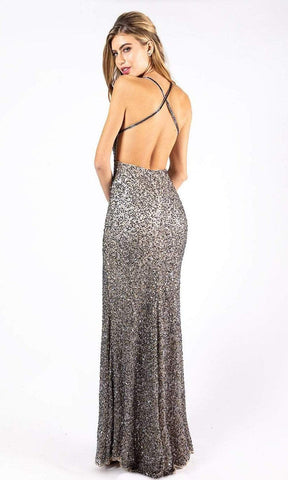 Sparkling Allover Sequin V Neck Sheath Gown