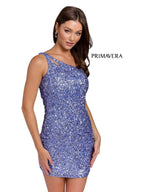 Robe de cocktail moulante à sequins asymétrique