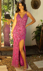 Floral Sequin Prom Dress