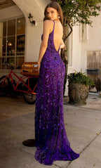 Floral Sequin Prom Dress