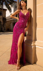 Floral Sequin Prom Dress