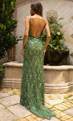 Floral Sequin Prom Dress
