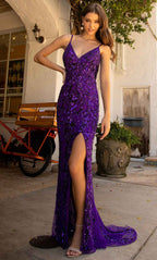 Floral Sequin Prom Dress
