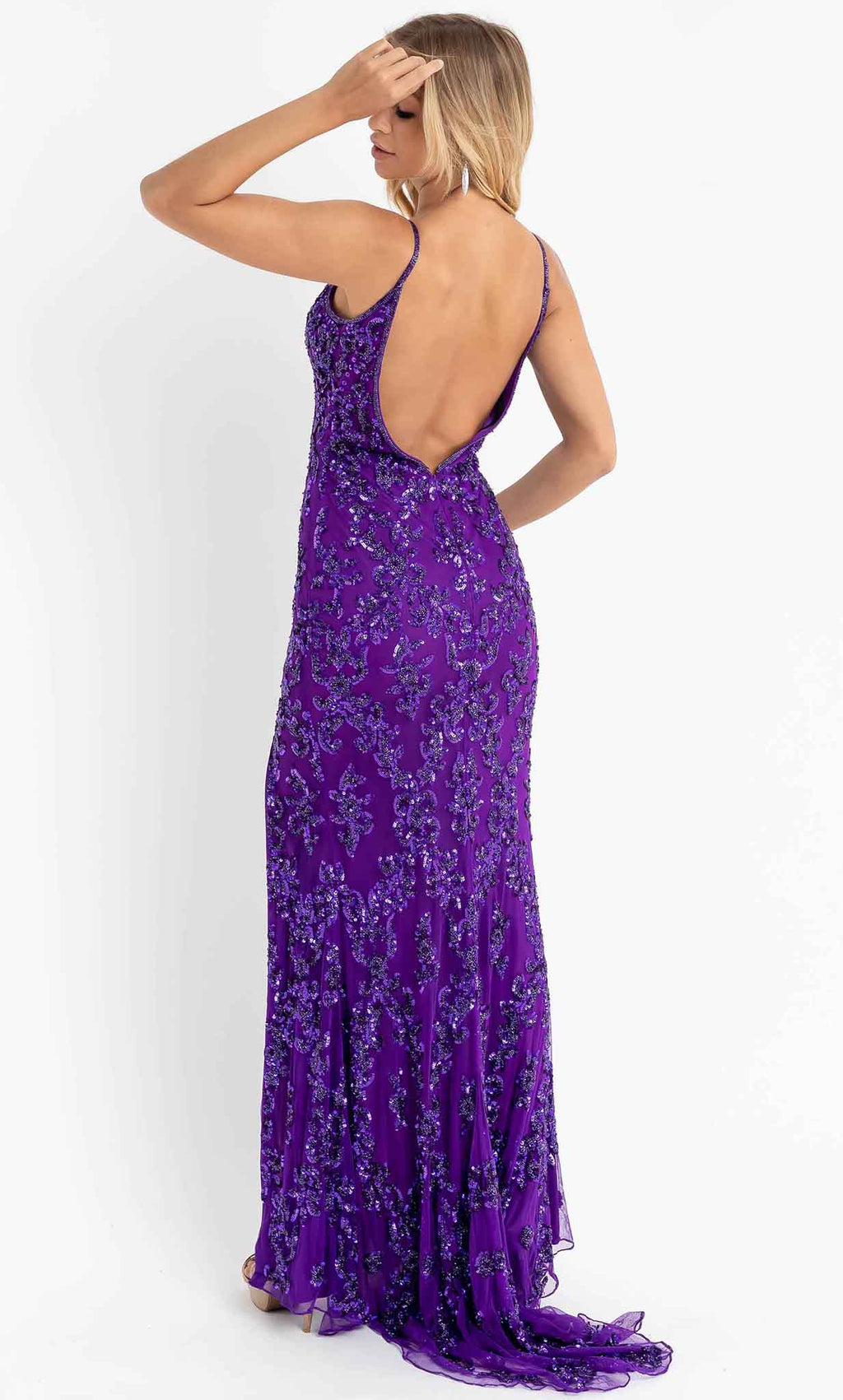 Floral Sequin Prom Dress