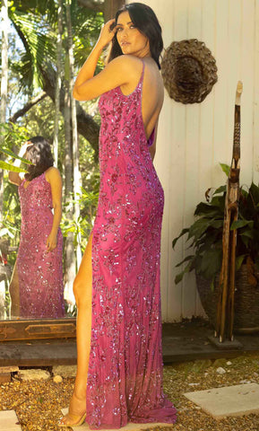 Robe de bal à sequins fleuris