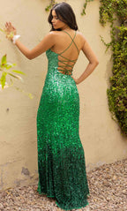 Vestido de graduación degradado con escote redondo