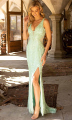 Beaded Sheath Prom Gown