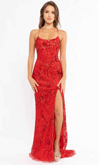 Embellished Scoop Neck Prom Gown