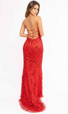 Vestido de graduación con escote redondo y adornos