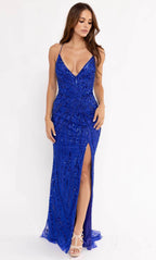 V-Neck Beaded Prom Dress