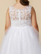 Robes de demoiselle d'honneur princesse, longueur cheville, dentelle et tulle, col bateau, robes de première communion