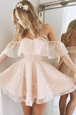 Vestido corto de fiesta con volantes y hombros descubiertos estilo princesa PG152